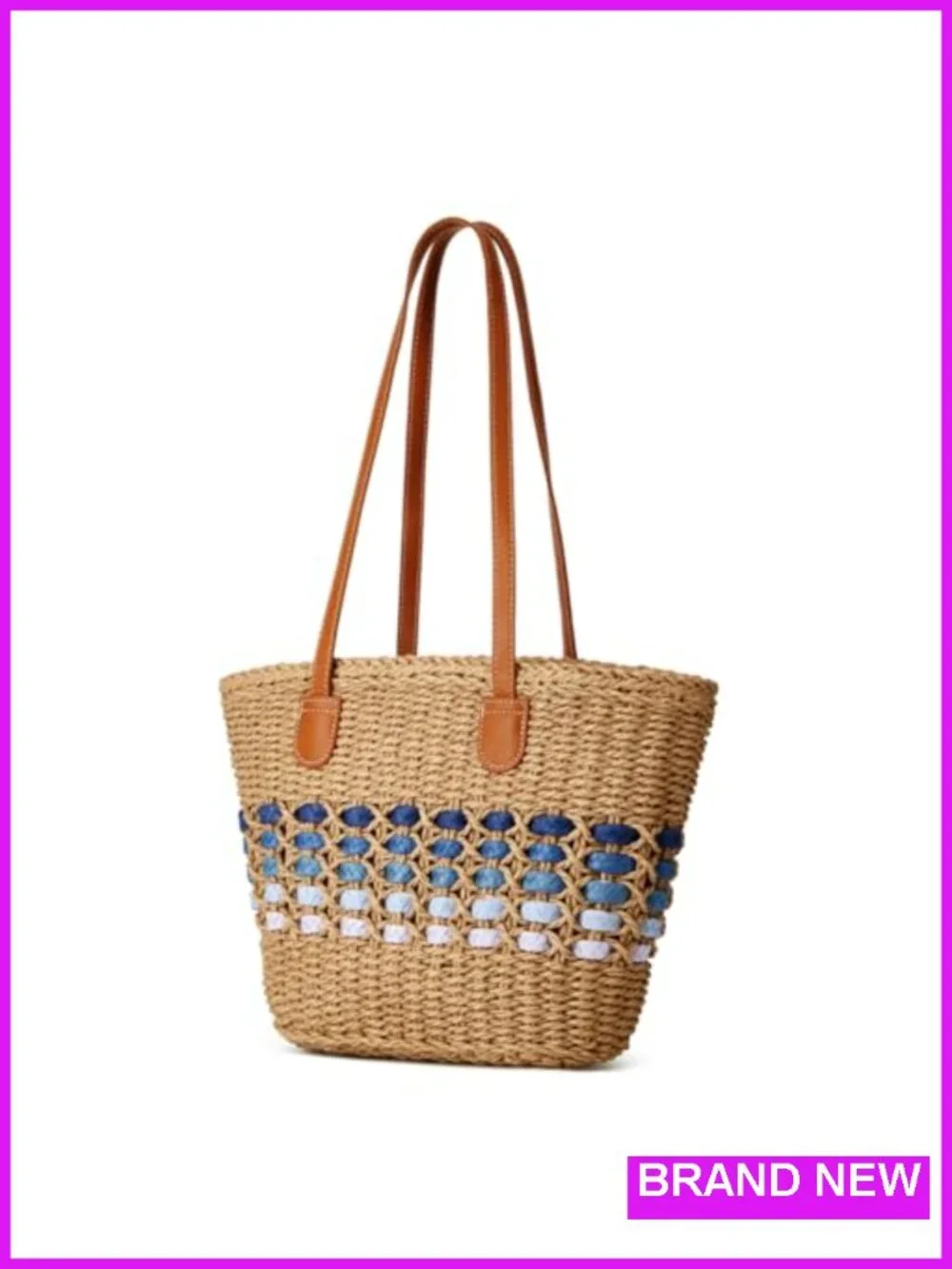 Woven Straw Tote Bag Shoulder Handbag Hobo Summer Beach Travel Purse